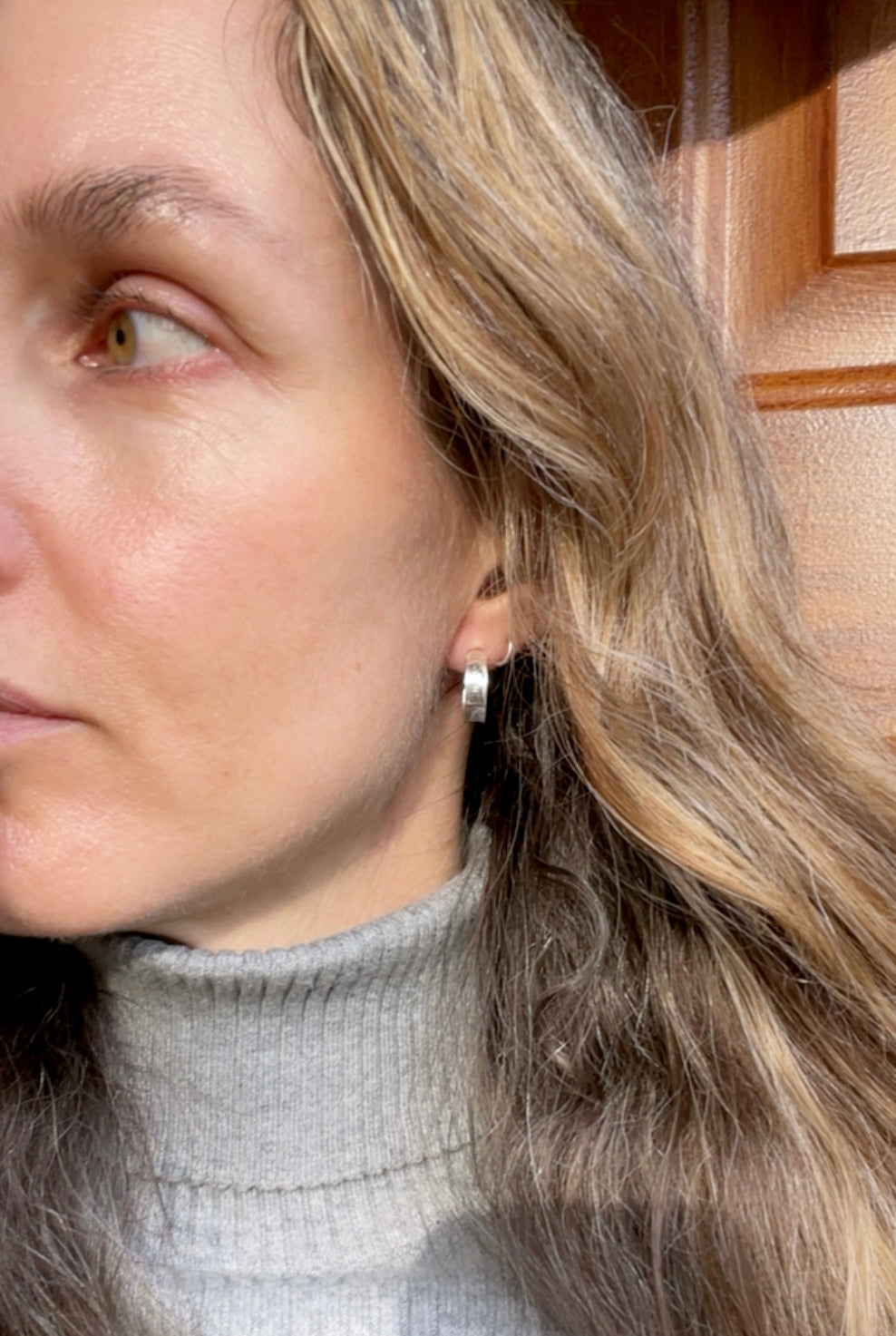 Hand stamped Sterling Hoops 3