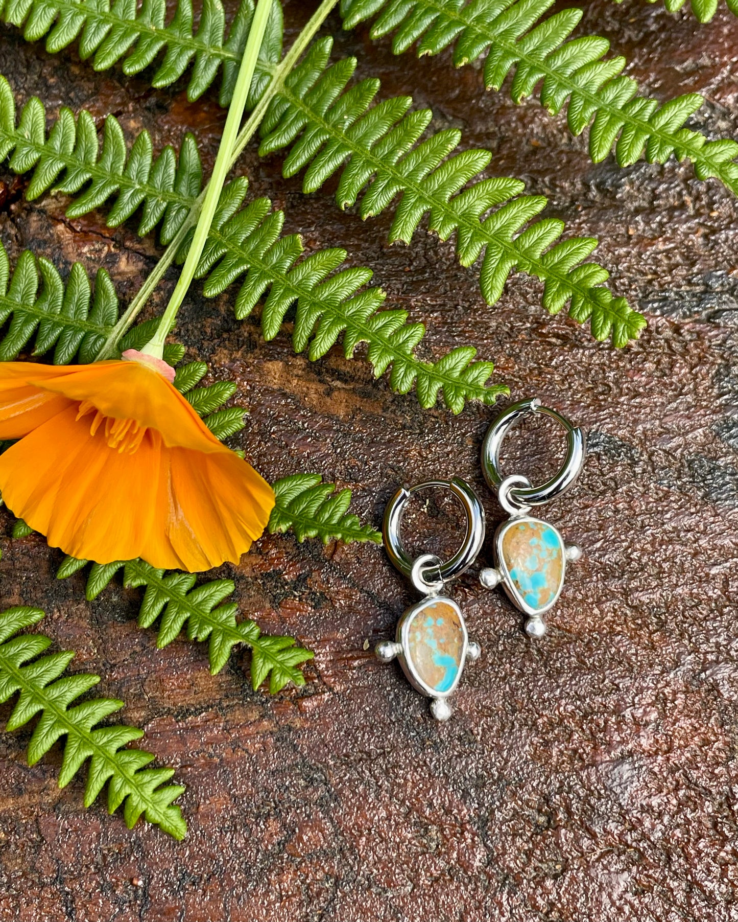 Kingman Turquoise Huggie Hoops