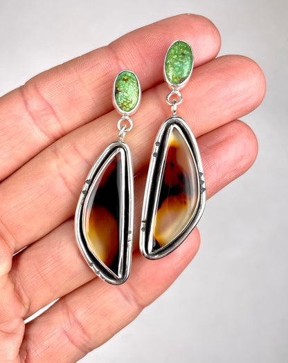 Montana Agate and Sonoran Gold Earrings