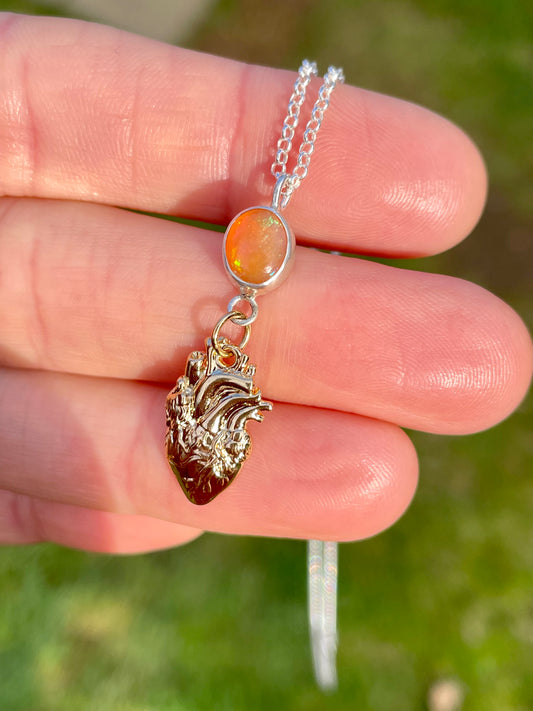 Have a Heart Mexican Fire Opal Necklace