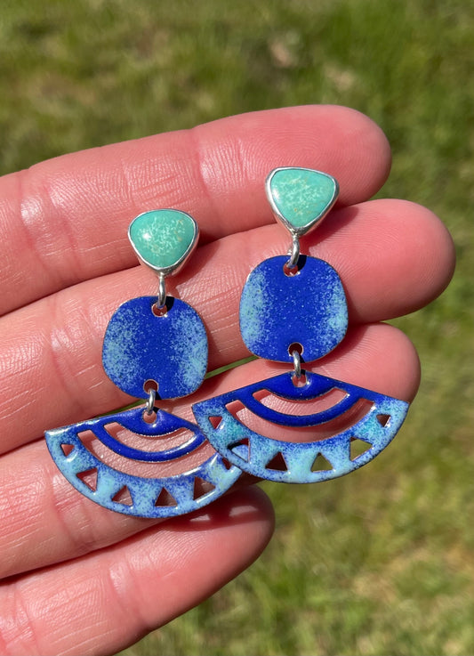 Enamel and Turquoise Earrings #4