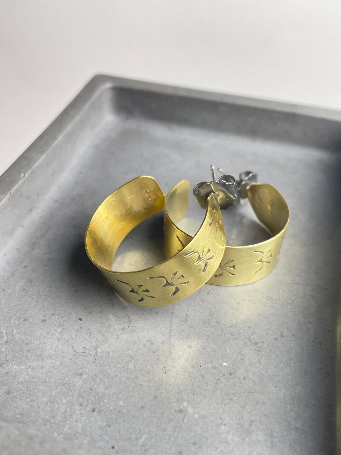 Hand stamped Brass Hoops 3