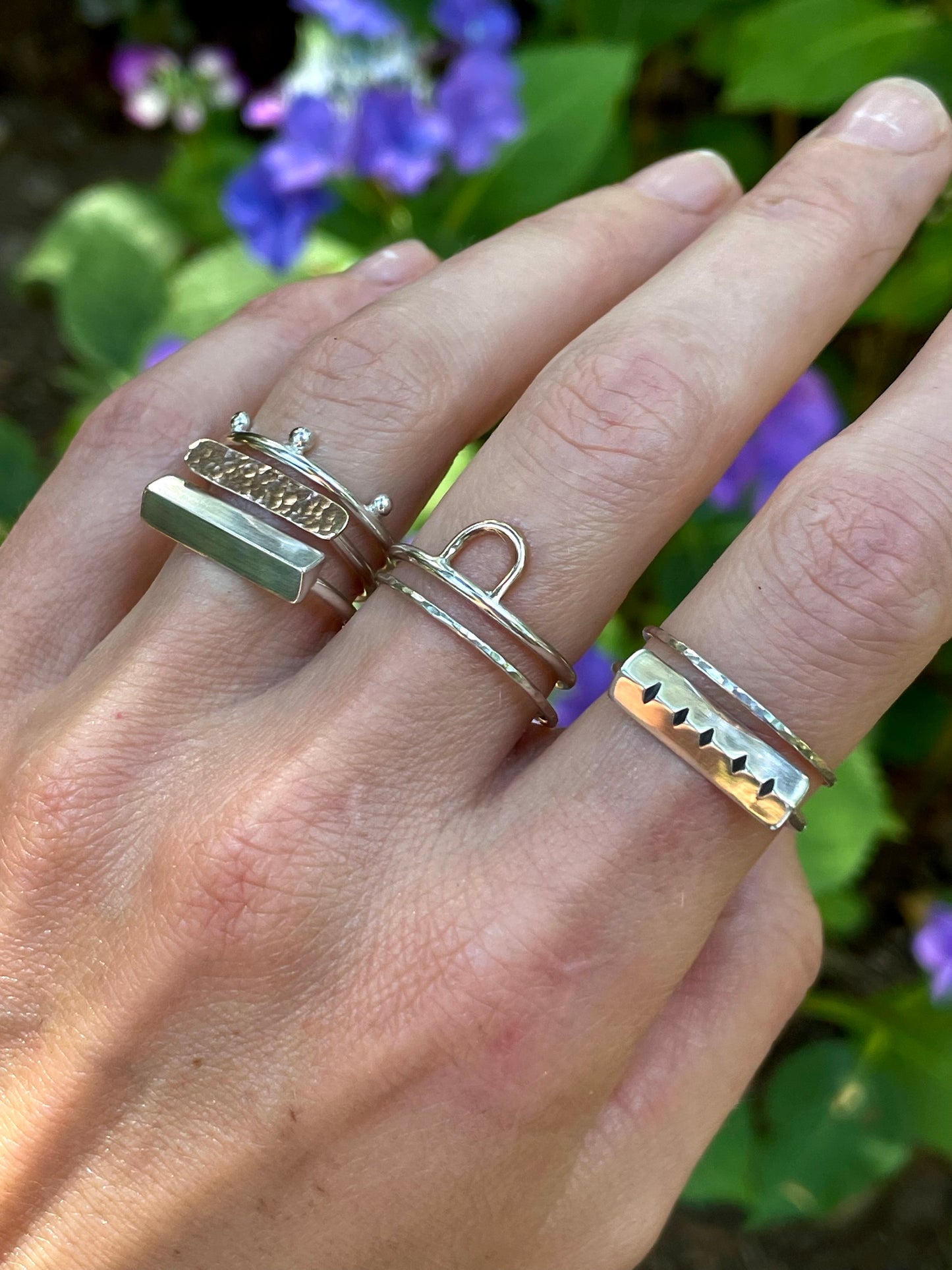 The Gold Bar 10k and Sterling Stacking Ring