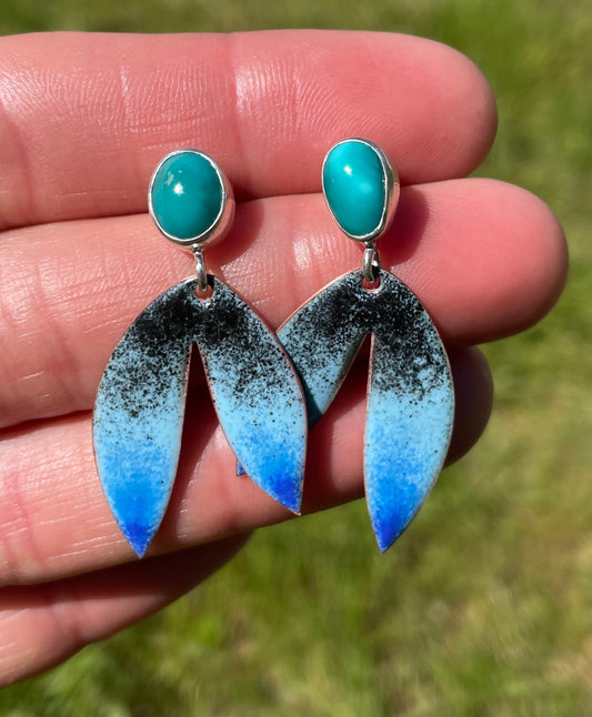 Enamel and Turquoise Earrings #1