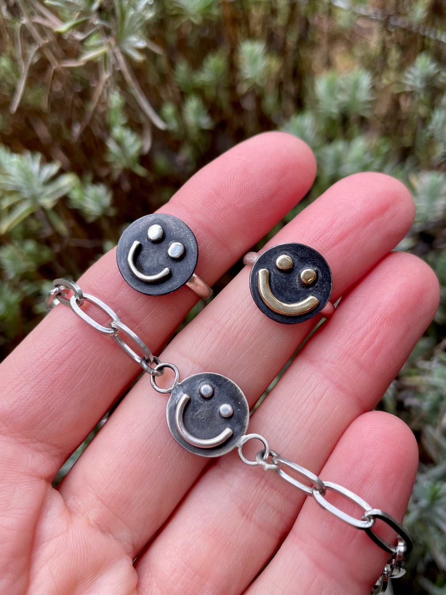 Sterling Silver Smiley Bracelet