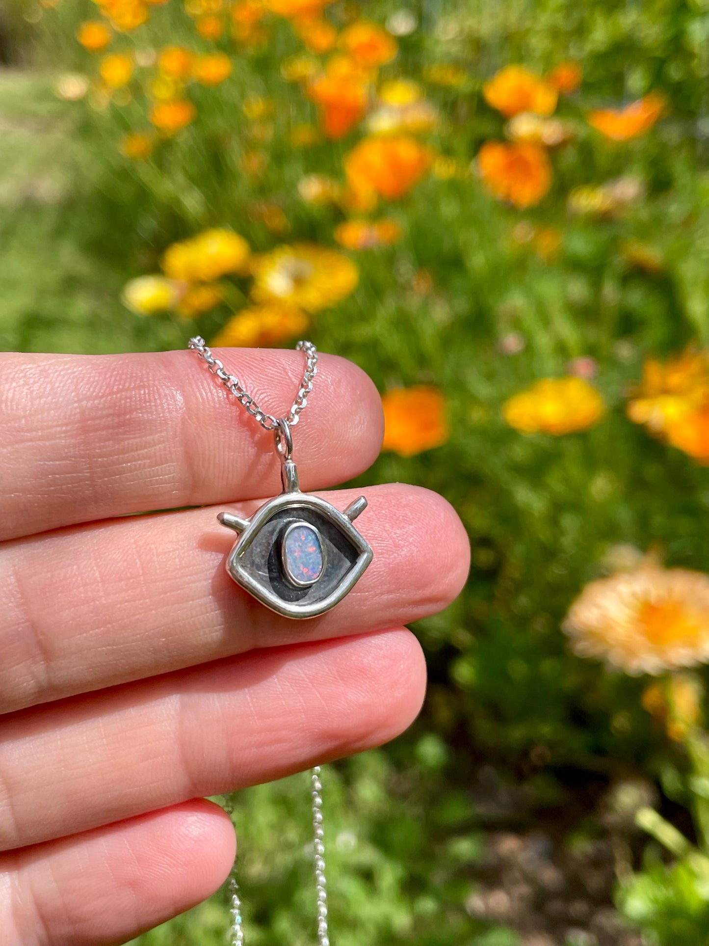 Evil eye Talisman Opal Necklace