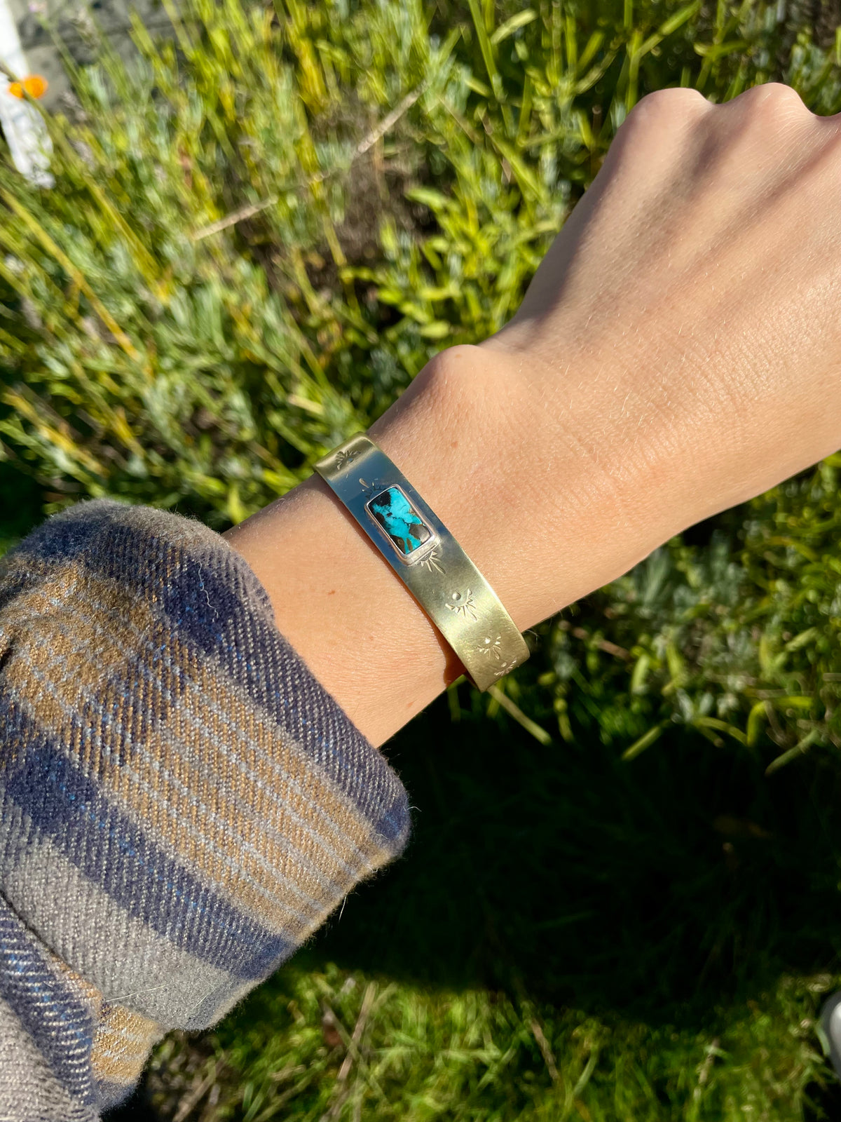 Mixed metal Turquoise Cuff 1