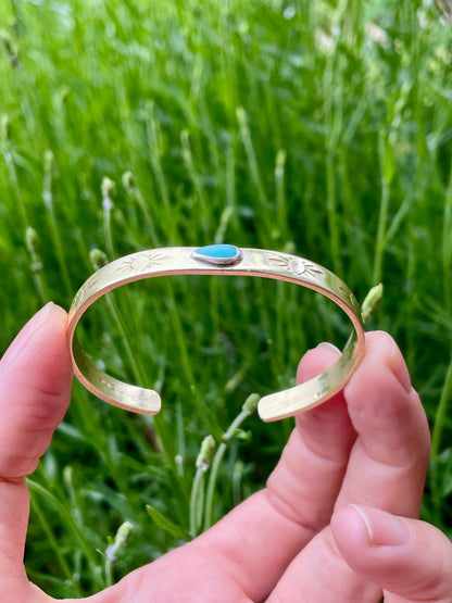 Turquoise Brass Cuff 2