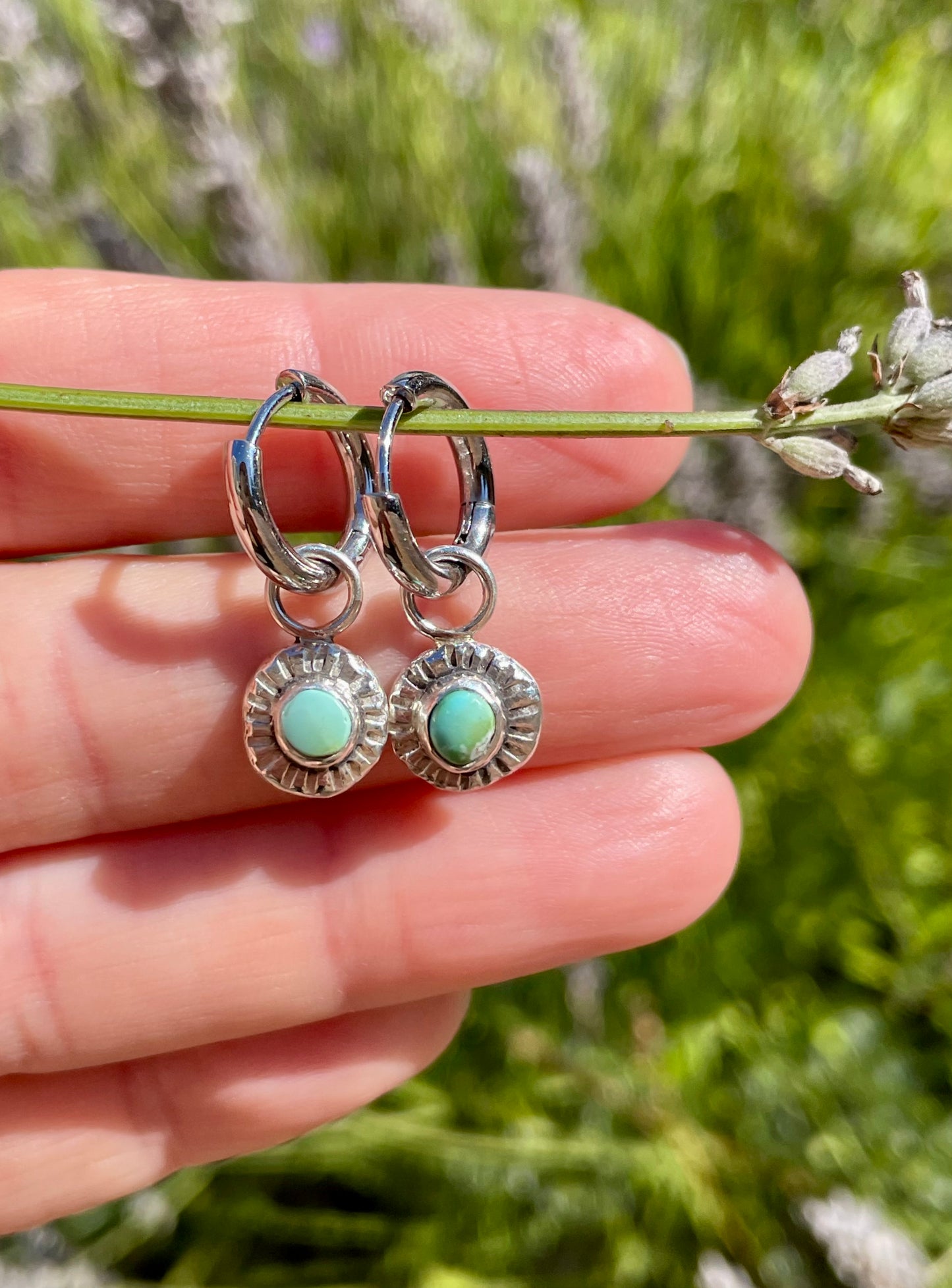 Sonoran Gold turquoise Huggie Hoop Earrings