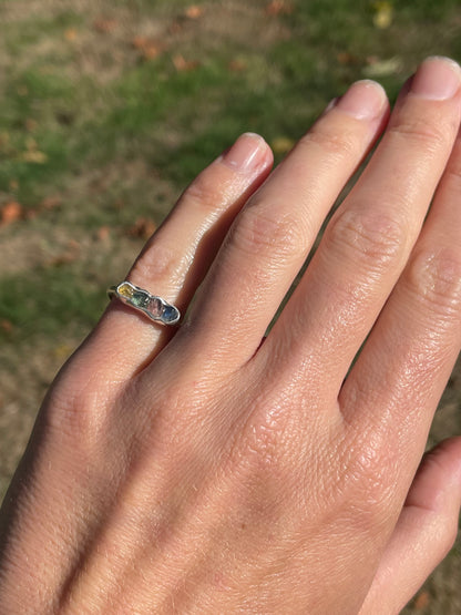 Raw Montana Sapphire Rainbow Ring 1 Size 6