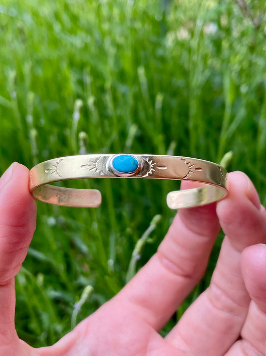 Turquoise Brass Cuff 3