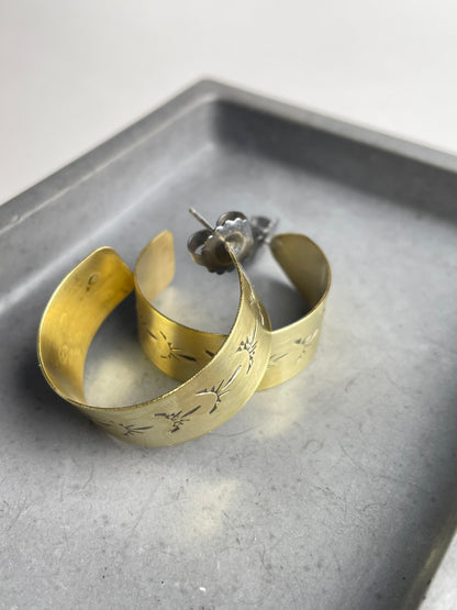Hand stamped Brass Hoops 2