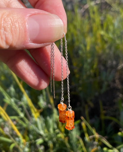 Carnelian Silver ear thread earrings