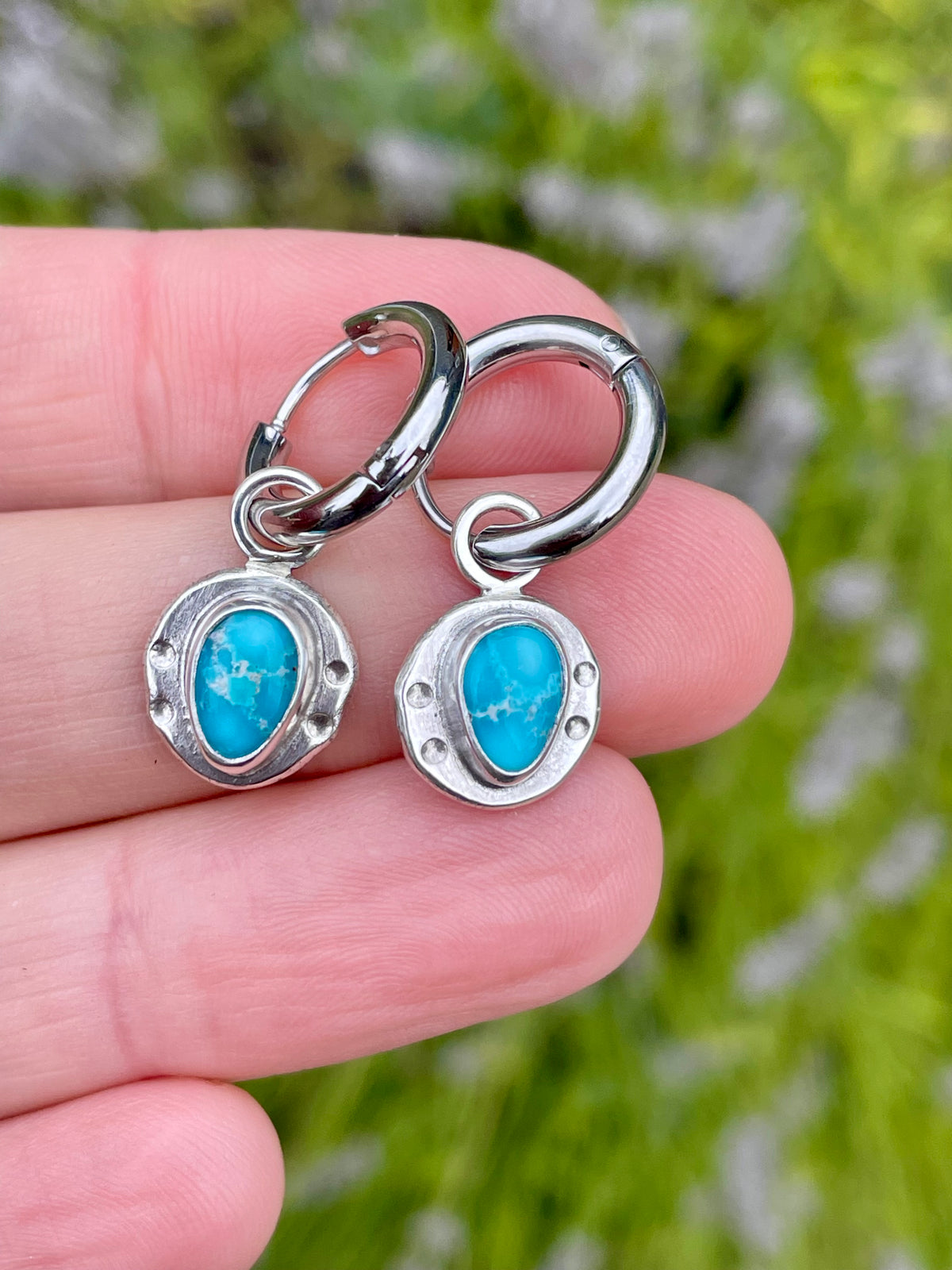 Whitewater turquoise Huggie Hoop Earrings 2