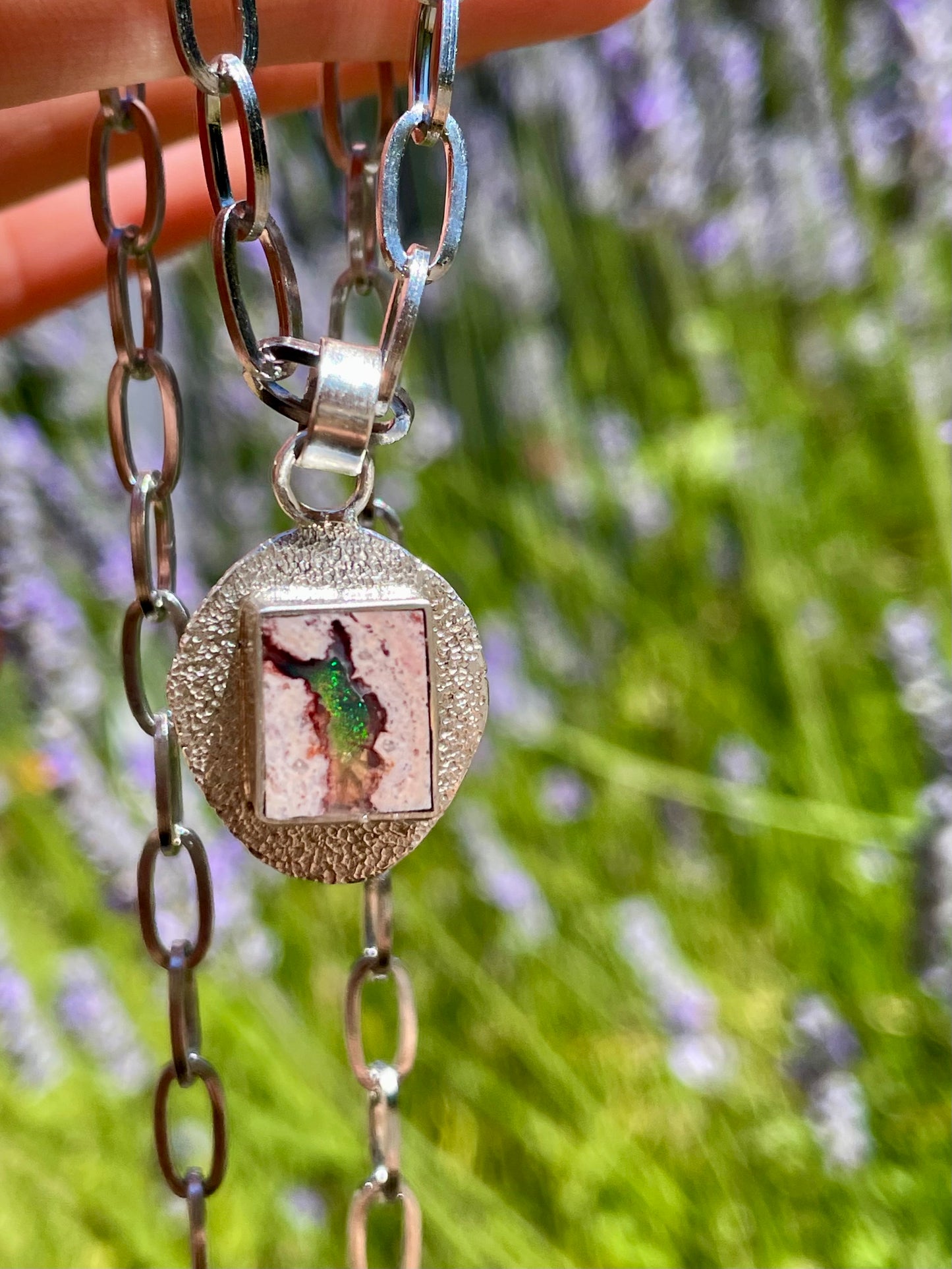 Mexican Fire Opal inlay Pendant 1