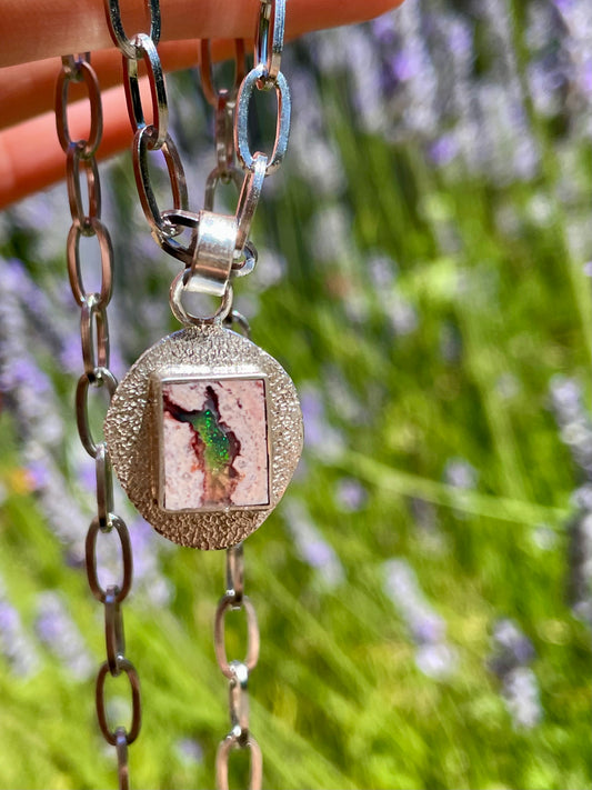 Mexican Fire Opal inlay Pendant 1
