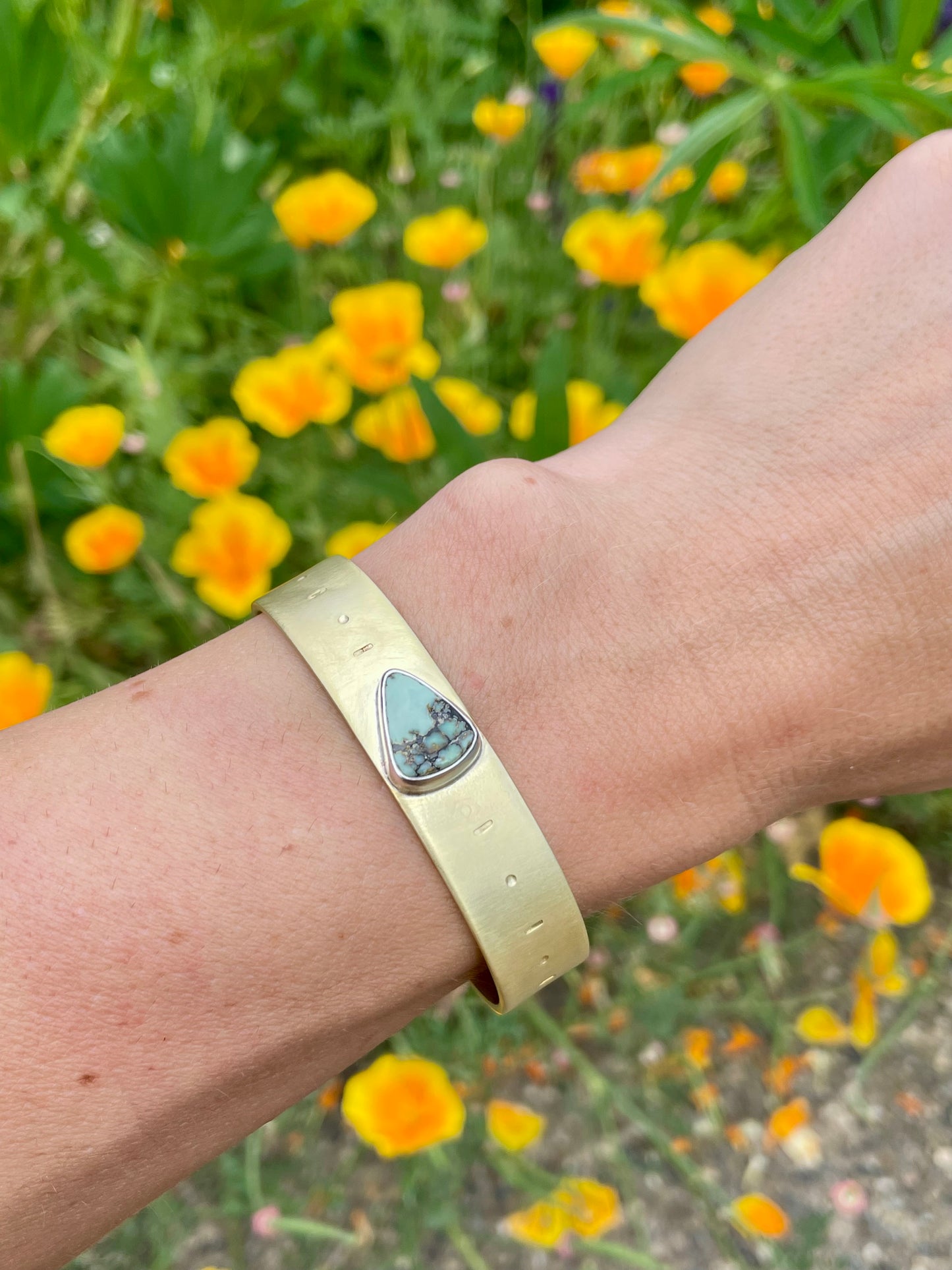 Stamped Brass Cuff with Varicsite 2