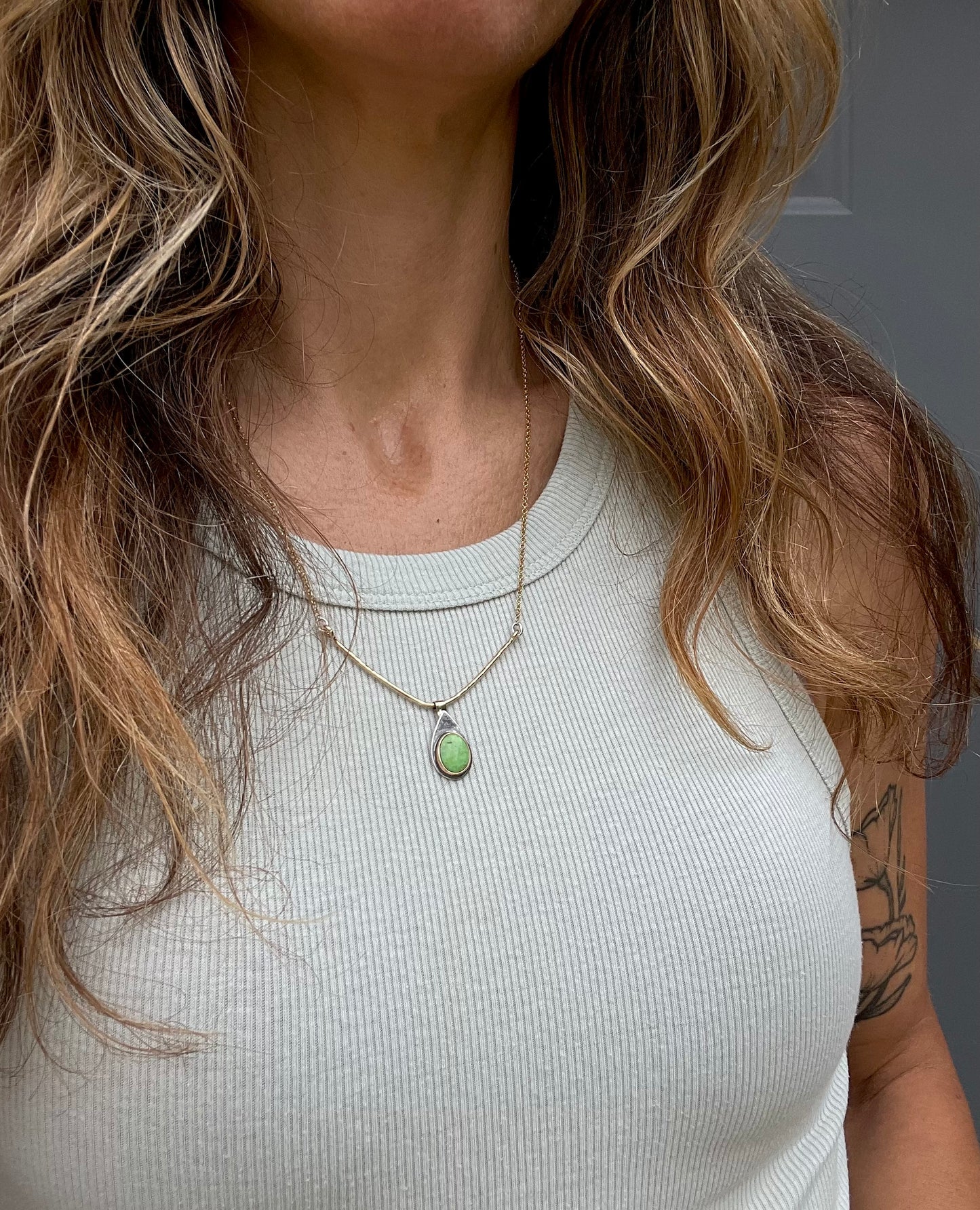 Australian Gaspeite in Gold and Silver