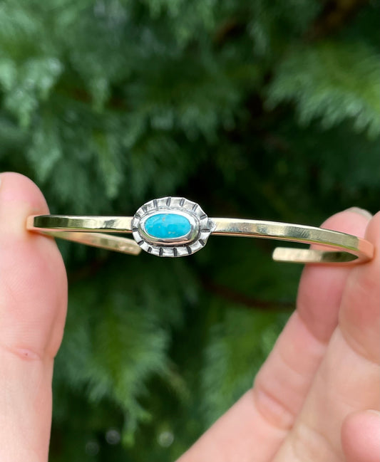 Mixed metal Turquoise Cuff 6