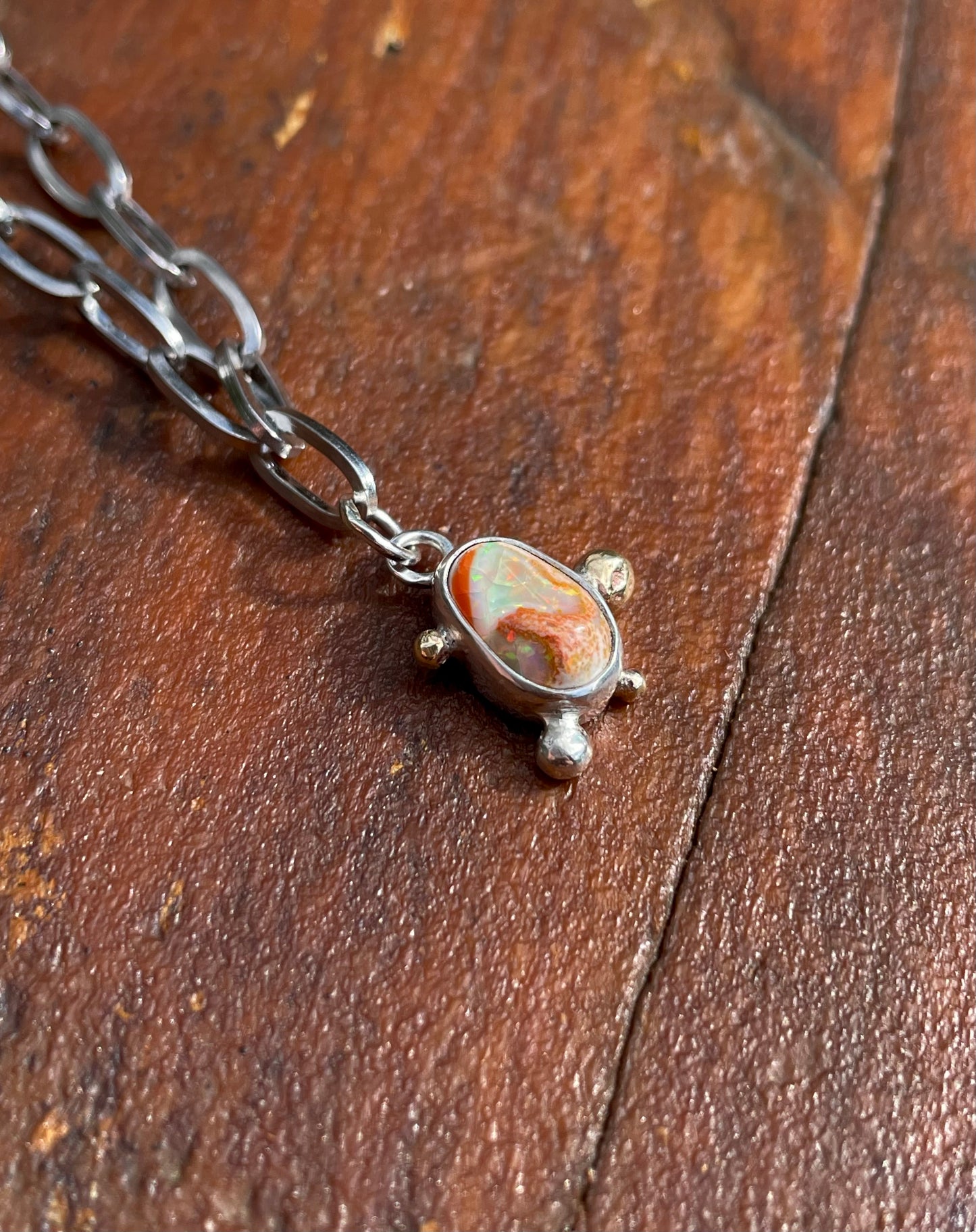 Mexican Fire Opal Chain Necklace 1