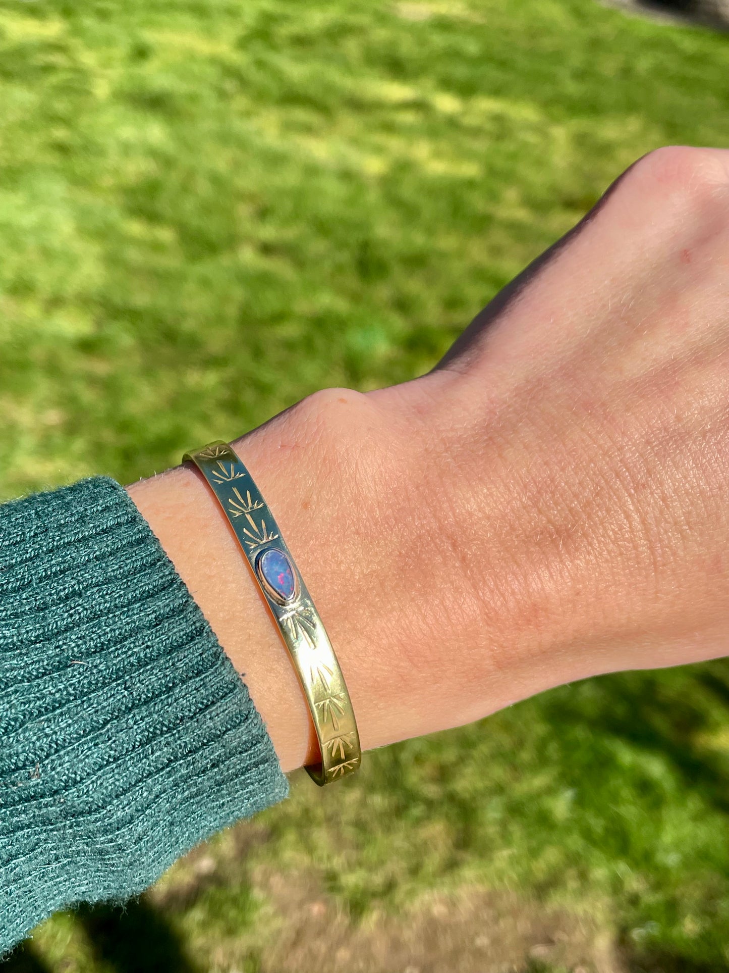 Australian Opal Brass Cuff 2