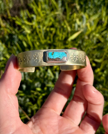 Mixed metal Turquoise Cuff 3