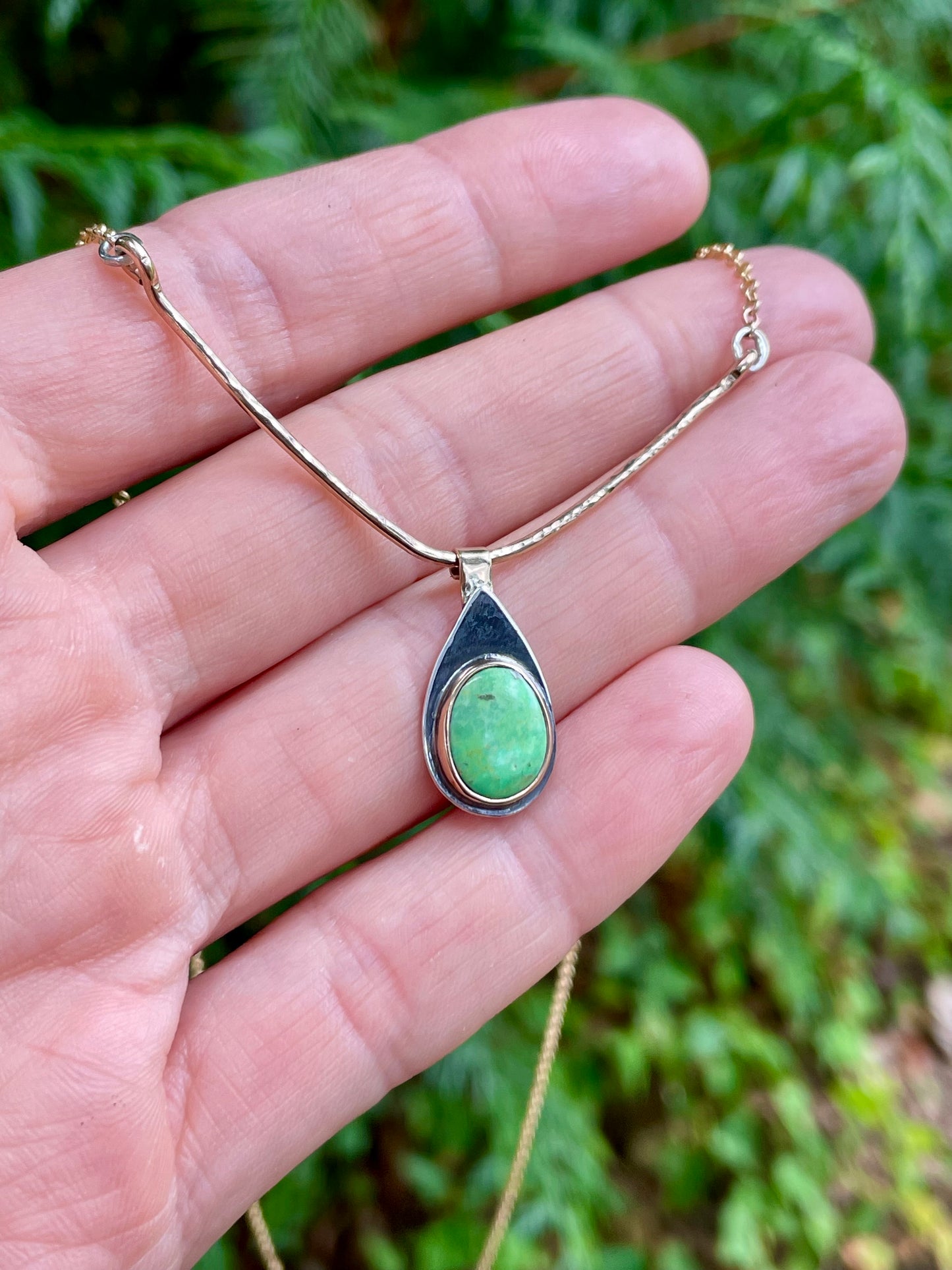 Australian Gaspeite in Gold and Silver