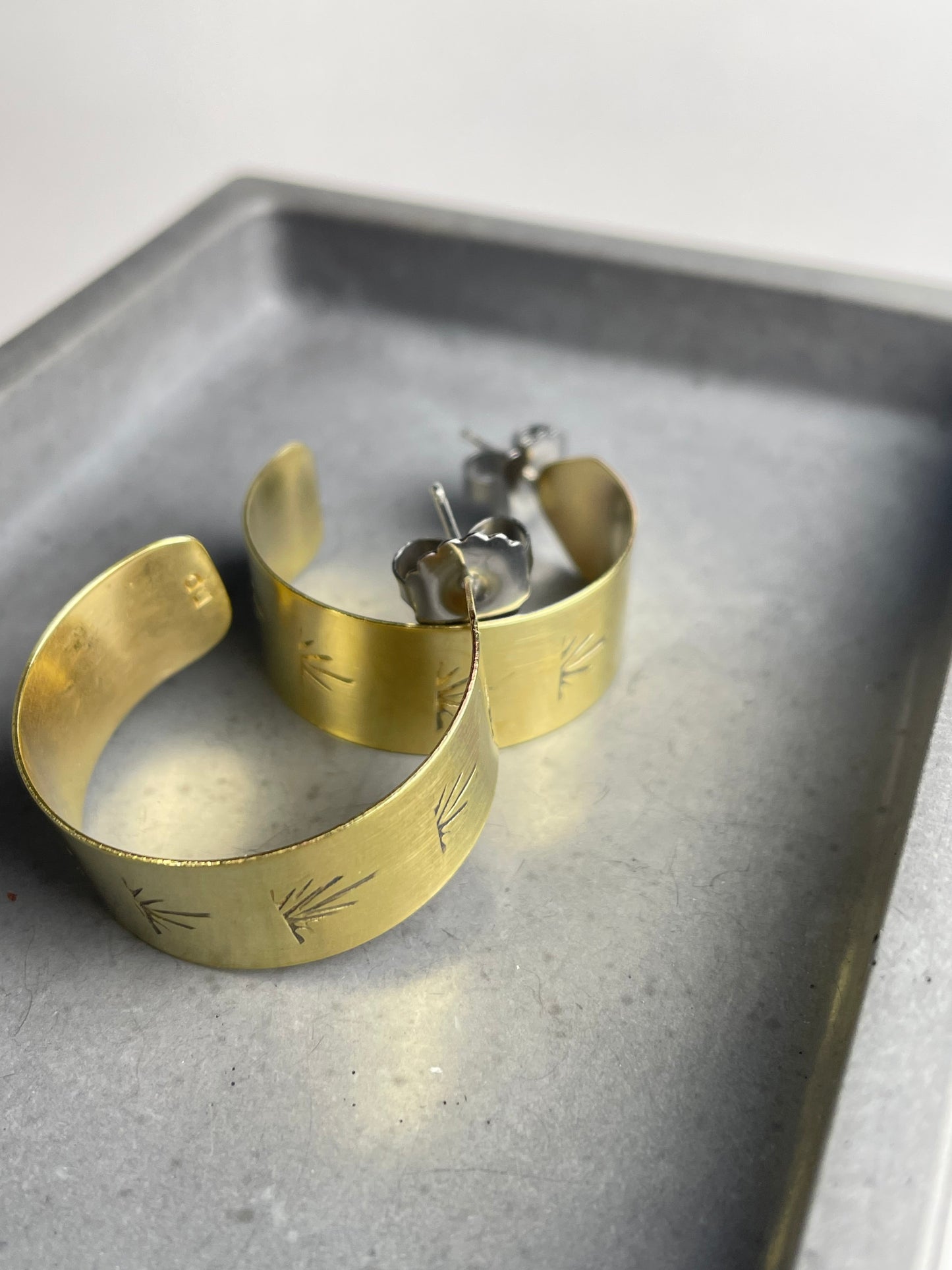 Hand stamped Brass Hoops 1