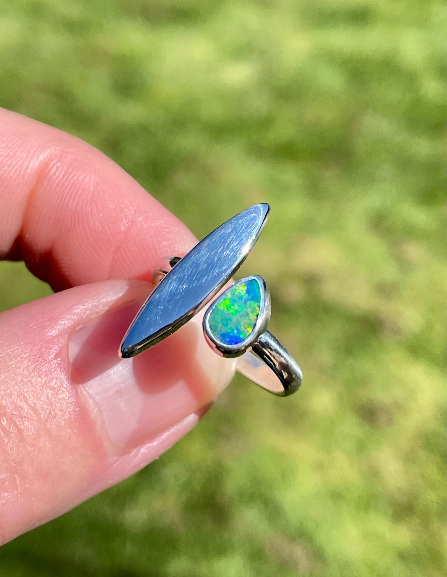 Australian Opal split Ring size 7-8.5