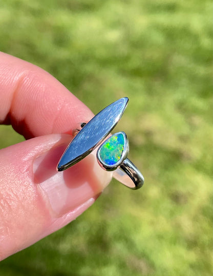 Australian Opal split Ring size 7-8.5