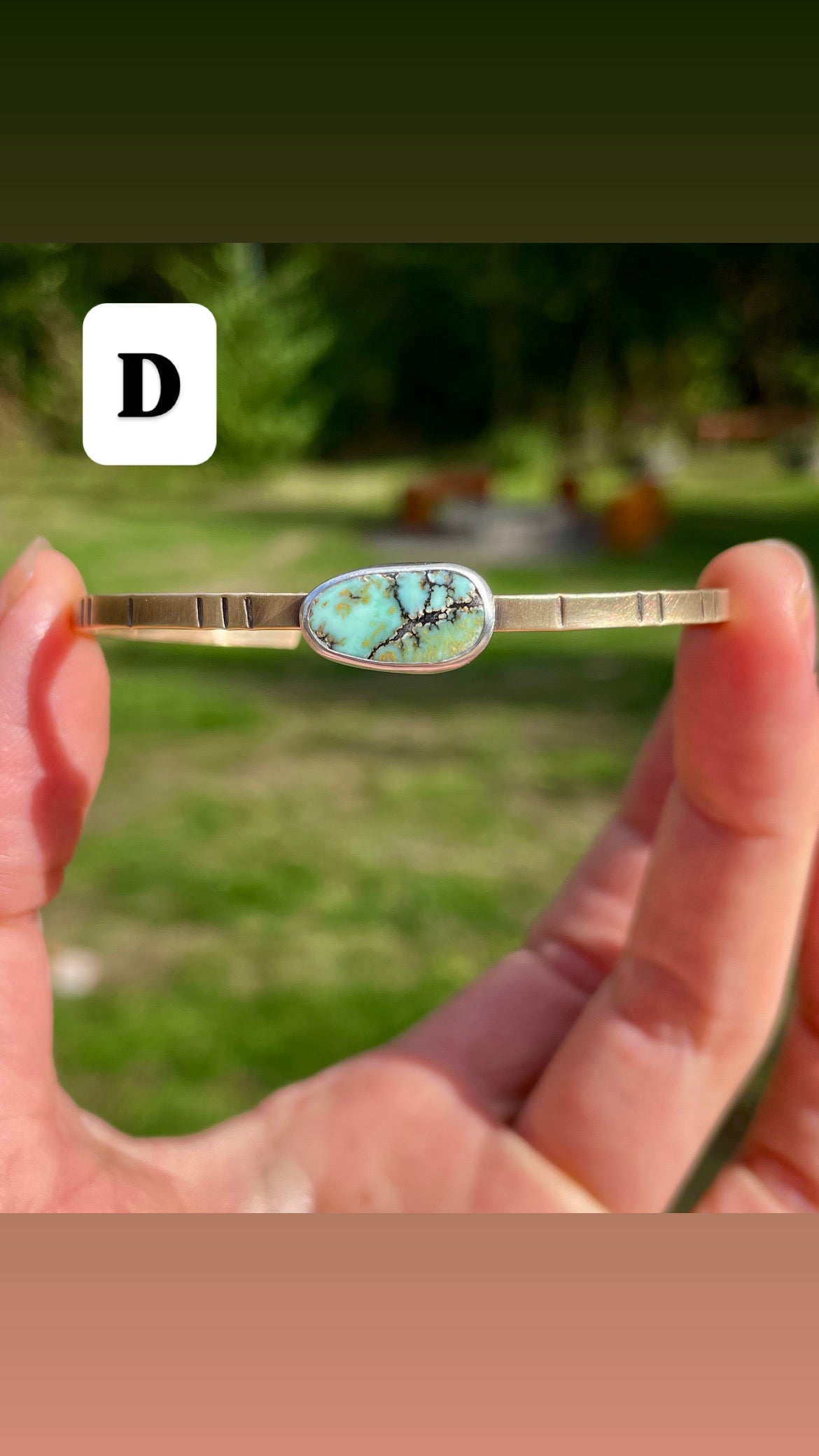 Brass and Sterling Variscite Cuff