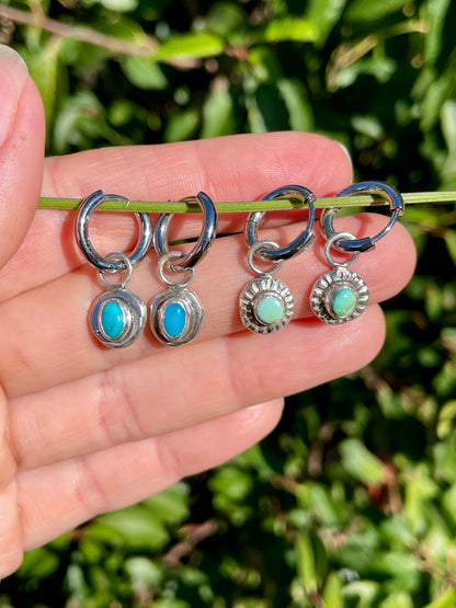 Kingman turquoise Huggie Hoop Earrings