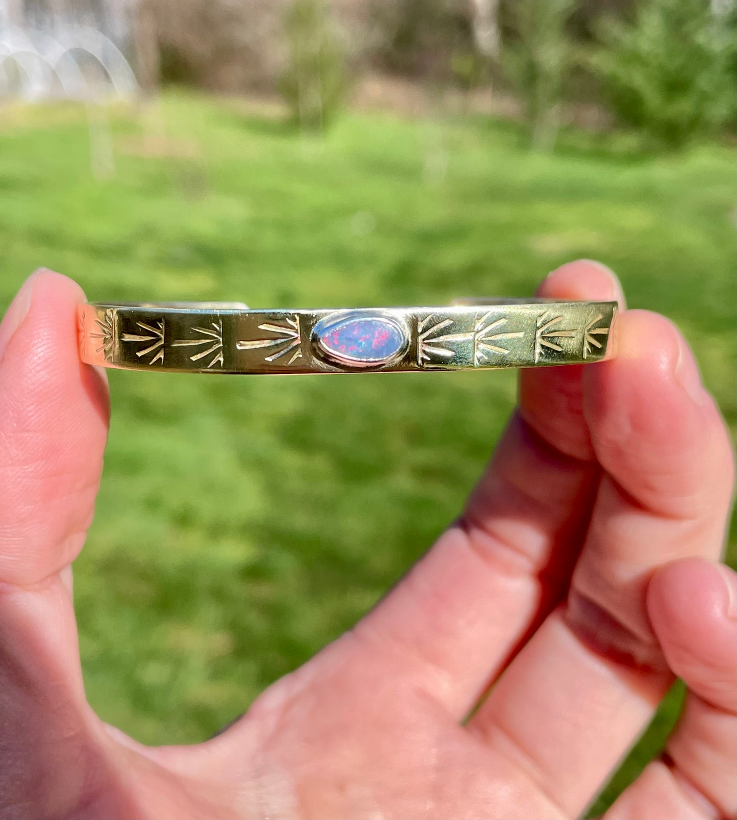 Australian Opal Brass Cuff 2