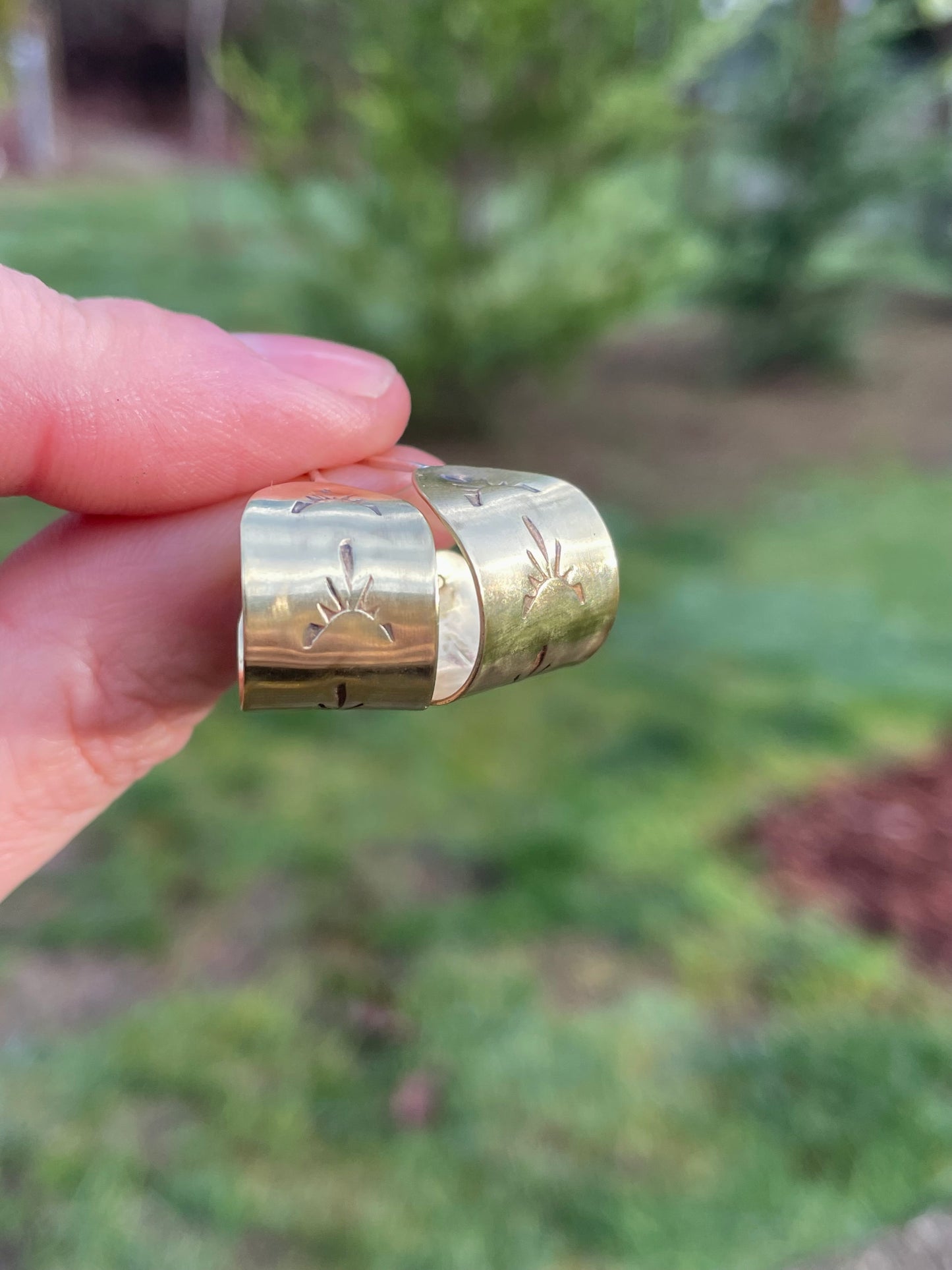 X-Small Hand stamped Brass Hoops 1