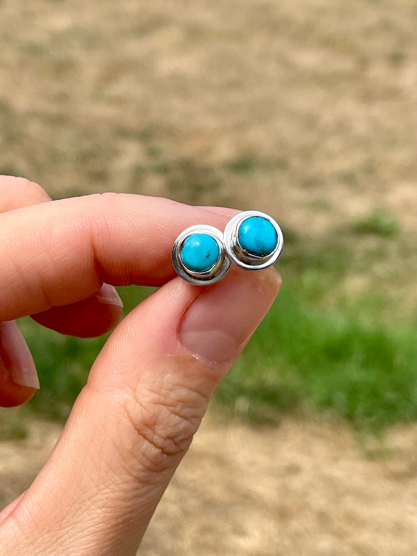 Kingman Turquoise Nugget Stud Earrings