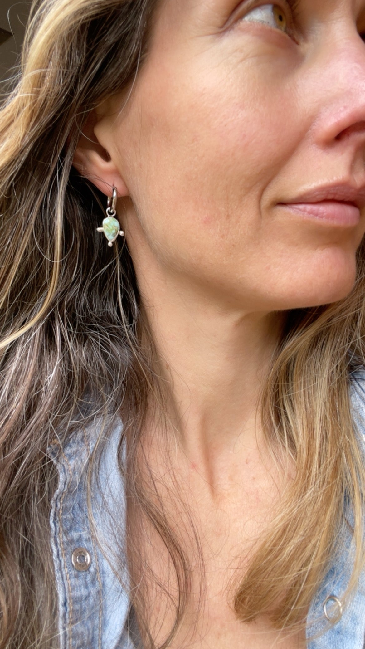 Sonoran Gold Turquoise Huggie Hoop Earrings