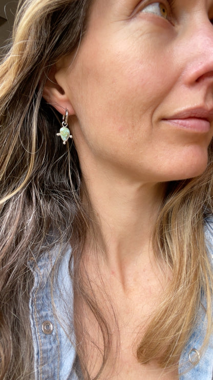 Sonoran Gold Turquoise Huggie Hoop Earrings