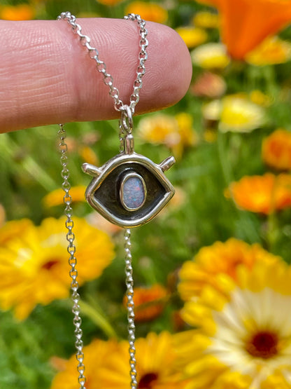 Evil eye Talisman Opal Necklace