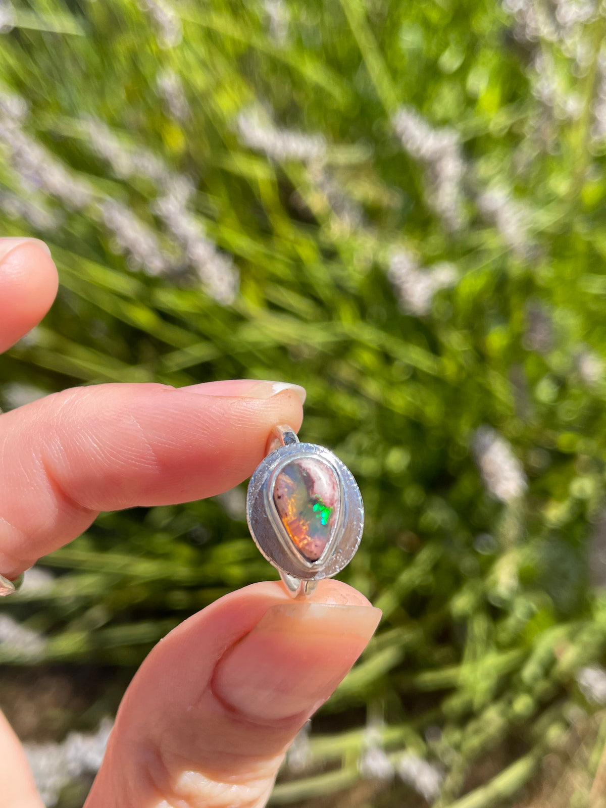 Recycled Mexican Fire Opal Ring size 5.25