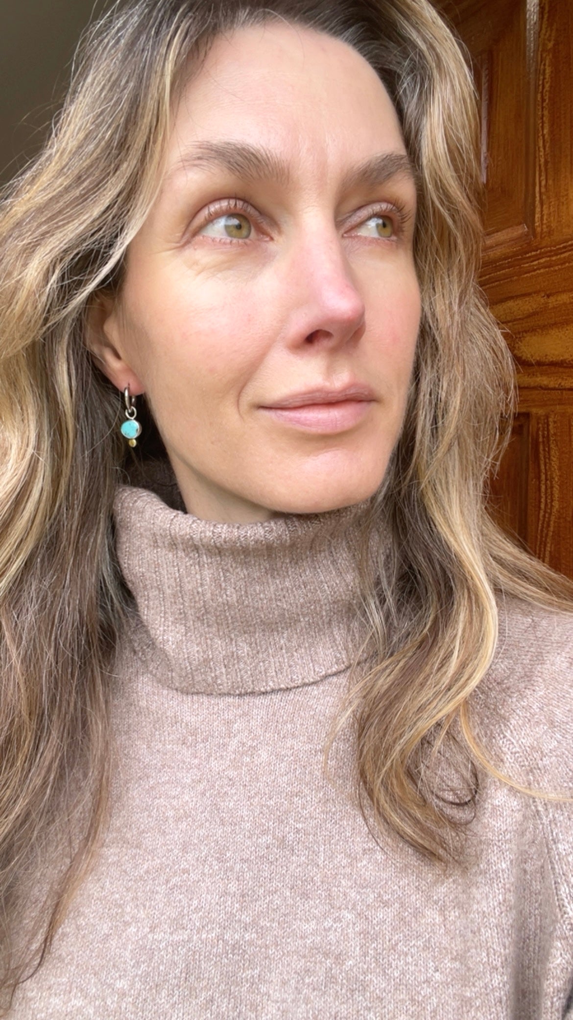 Turquoise Huggie Hoop 1