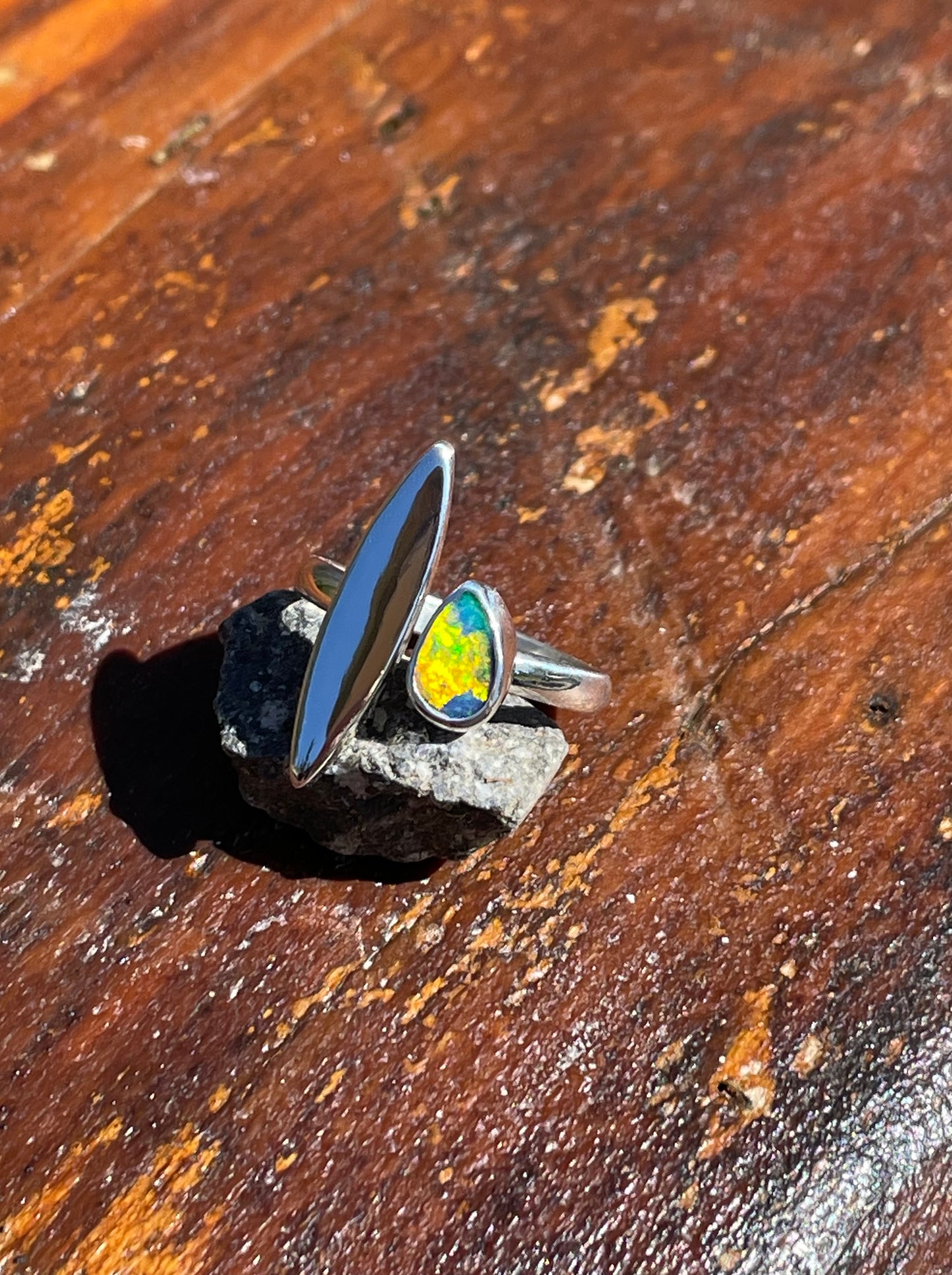 Australian Opal split Ring size 7-8.5