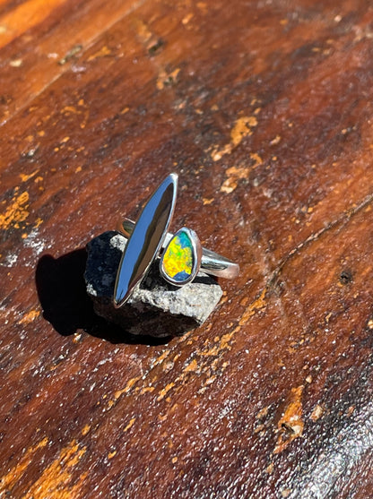 Australian Opal split Ring size 7-8.5