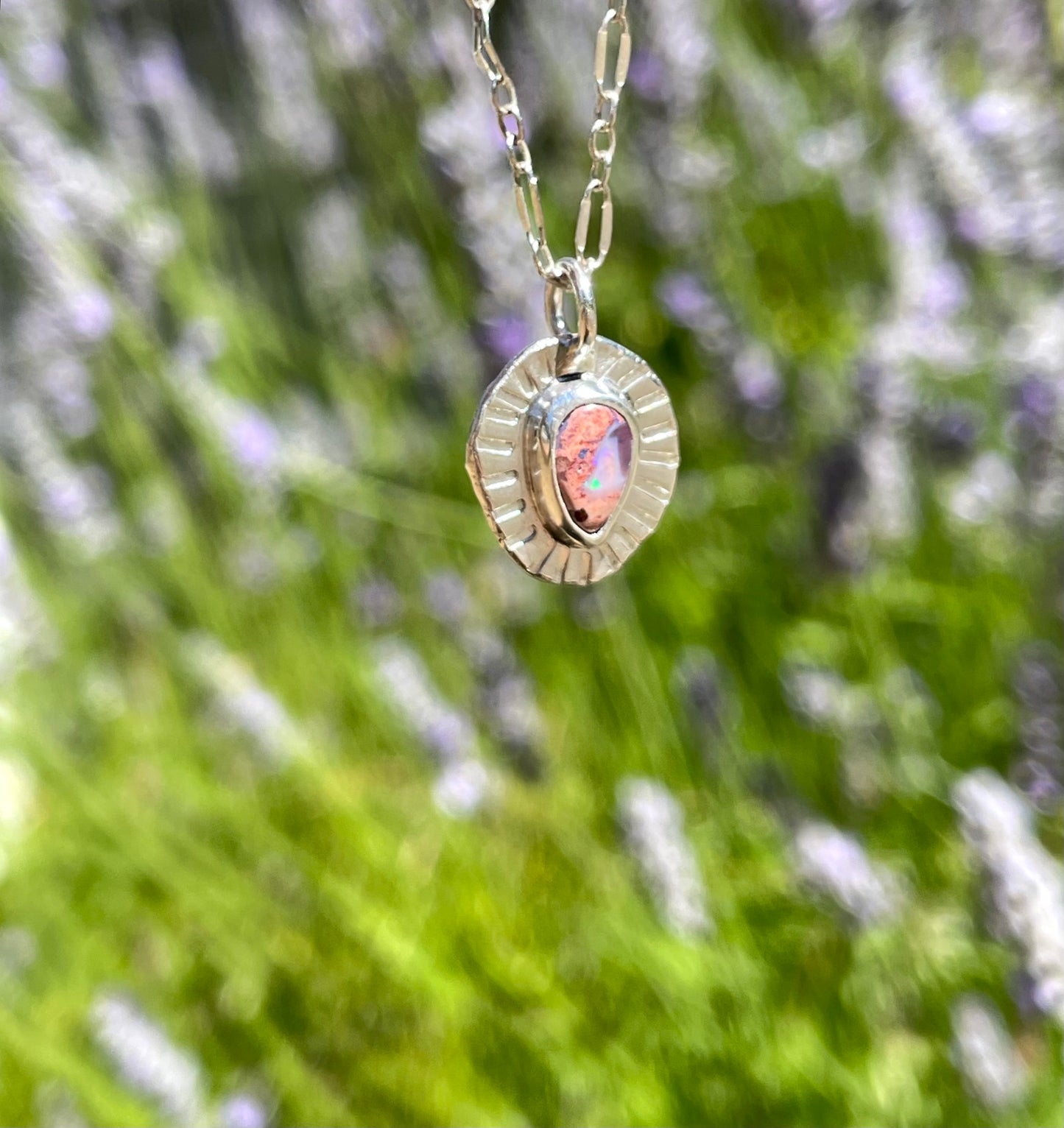Recycled Mexican Fire Opal necklace 2