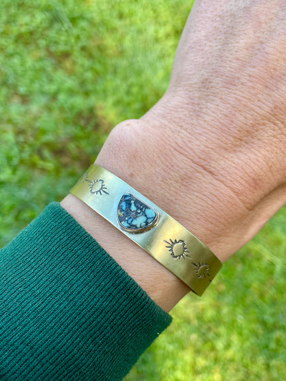 Wide Variscite Brass Cuff 4