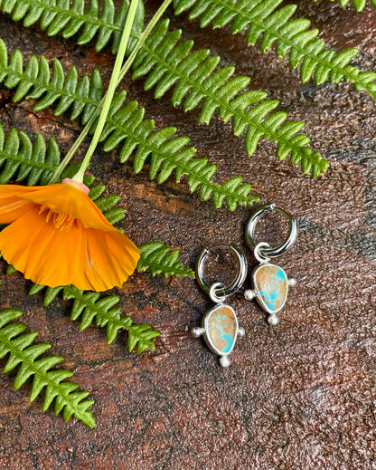 Kingman Turquoise Huggie Hoops