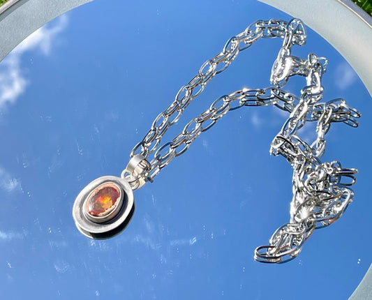 Reversible Mexican Fire Opal Pendant