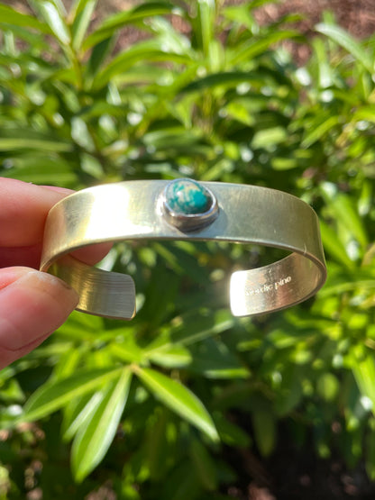 Chunky Turquoise Brass Cuff 2