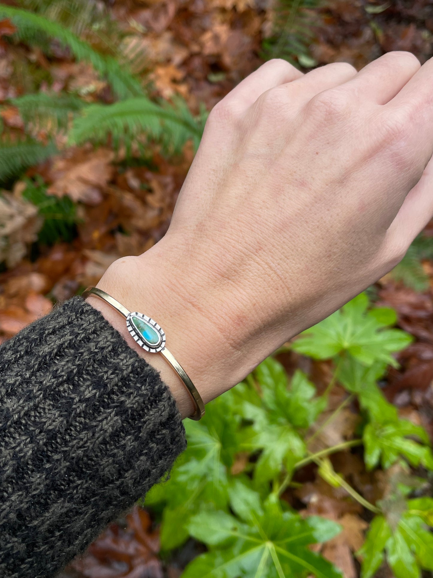 Mixed metal Turquoise Cuff 2
