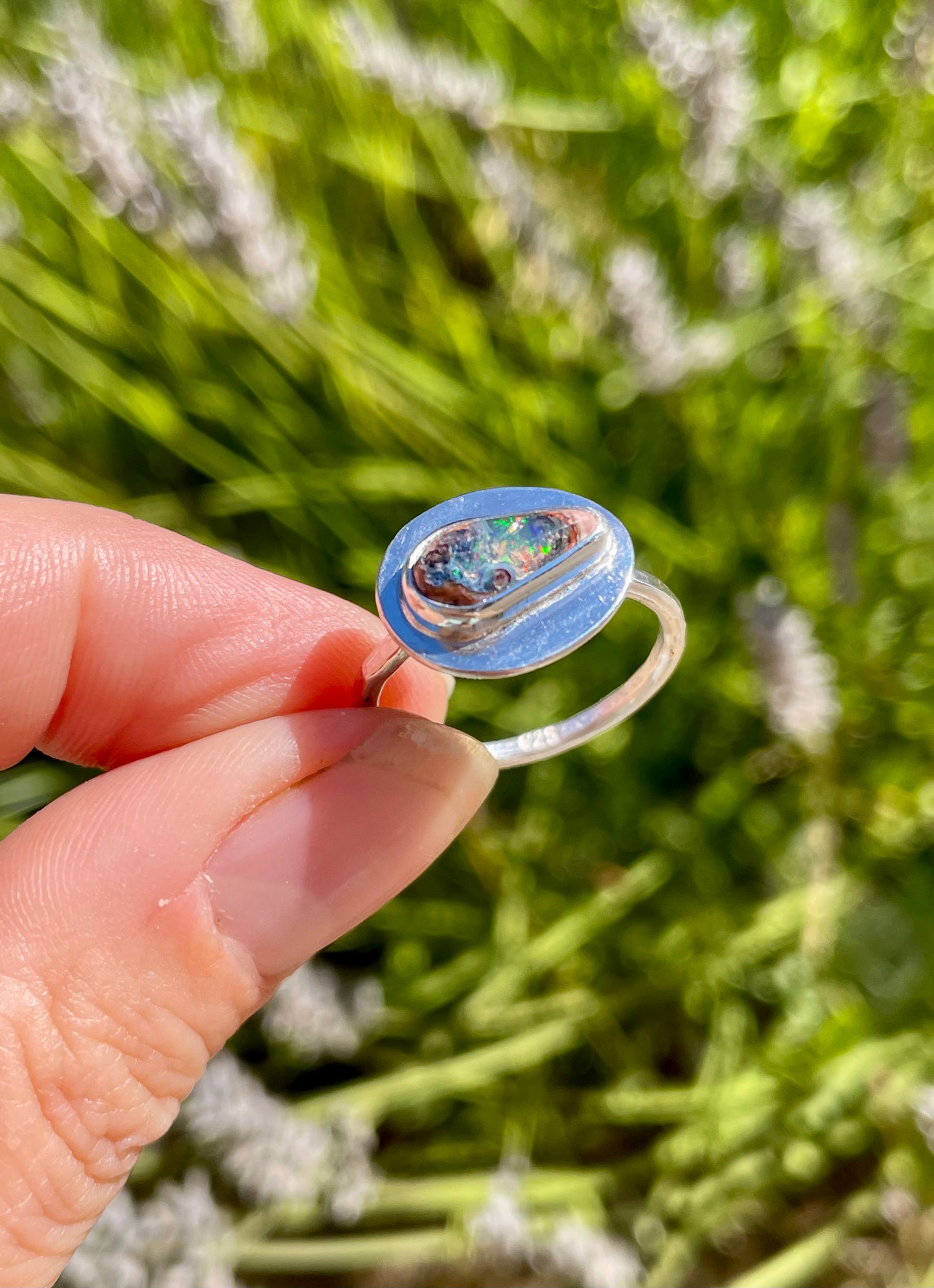 Recycled Mexican Fire Opal Ring size 8.5