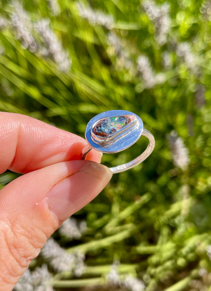 Recycled Mexican Fire Opal Ring size 8.5